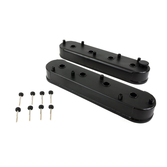 Top Street Performance JM8081-6BK Valve Covers; Fab. Alum.; w Coil Mounts LSX; Black - Truck Part Superstore