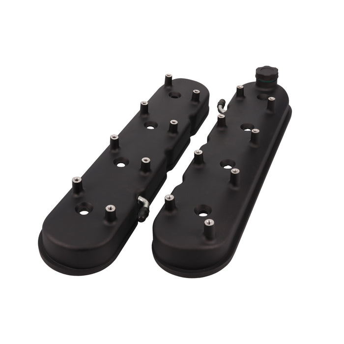Top Street Performance JM8082-1BK GM LS V8 (4.8L-7.0L) Black Cast Aluminum Valve Covers with Coil Bracket Mounts. - Truck Part Superstore