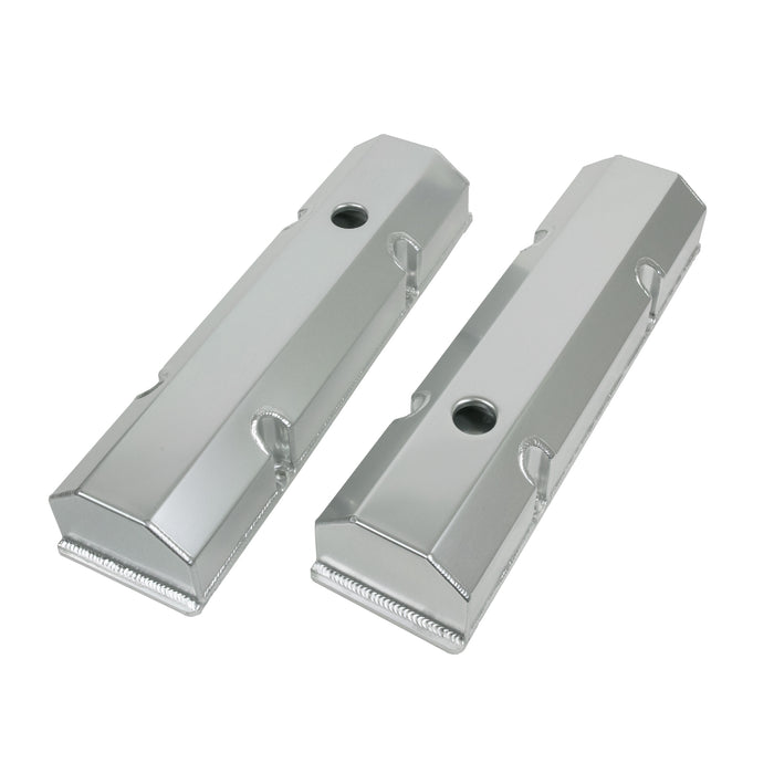 Top Street Performance JM8091-8CA Valve Covers; Fab. Alum.; Short Bolt with Holes SBC Perim.; Clear Anodized - Truck Part Superstore