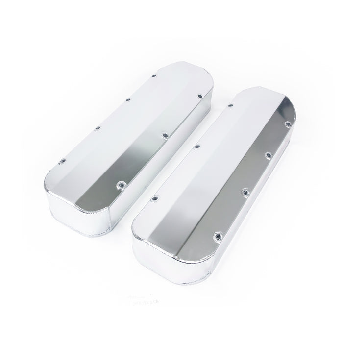 Top Street Performance JM8092-2CA Valve Covers; Fab. Alum.; Long Bolt wthout Holes BBC; Clear Anodized - Truck Part Superstore
