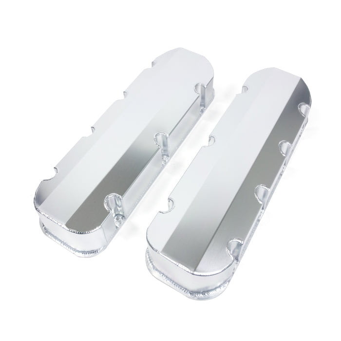 Top Street Performance JM8092-3CA Valve Covers; Fab. Alum.; Short Bolt wthout Holes BBC; Clear Anodized - Truck Part Superstore
