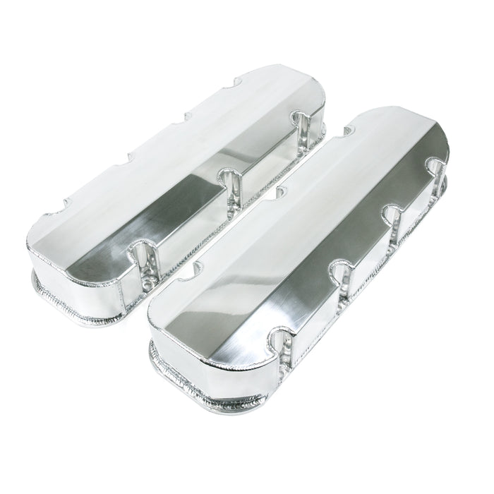 Top Street Performance JM8092-3P Valve Covers; Fab. Alum.; Short Bolt wthout Holes BBC; Polished - Truck Part Superstore