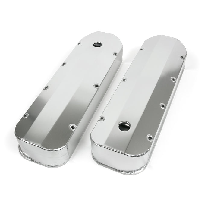 Top Street Performance JM8092-7CA Valve Covers; Fab. Alum.; Long Bolt with Holes BBC; Clear Anodized - Truck Part Superstore