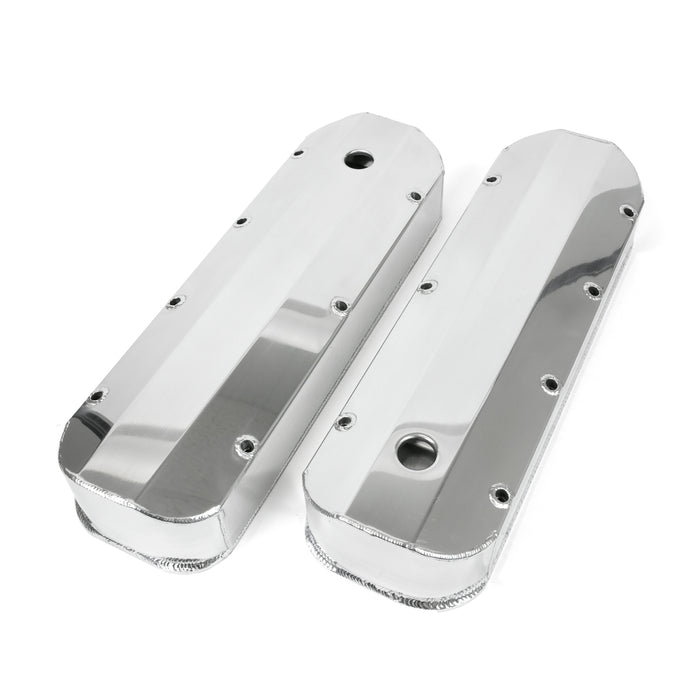 Top Street Performance JM8092-7P Valve Covers; Fab. Alum.; Long Bolt with Holes BBC; Polished - Truck Part Superstore
