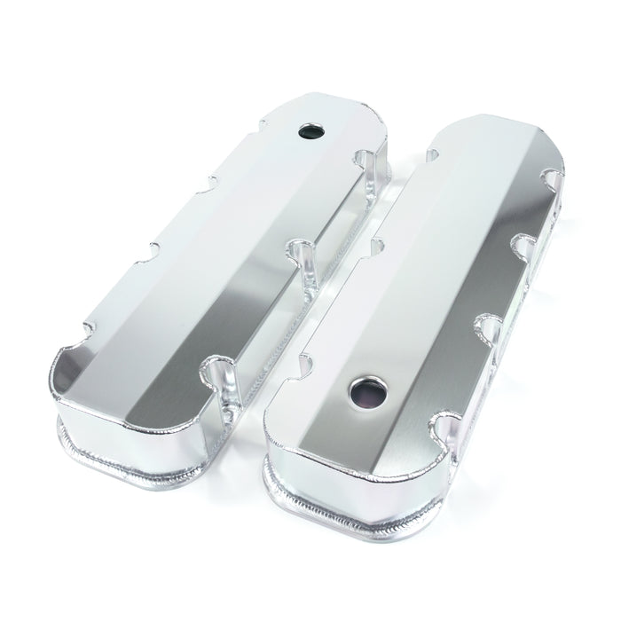 Top Street Performance JM8092-8CA Valve Covers; Fab. Alum.; Short Bolt with Holes BBC; Clear Anodized - Truck Part Superstore