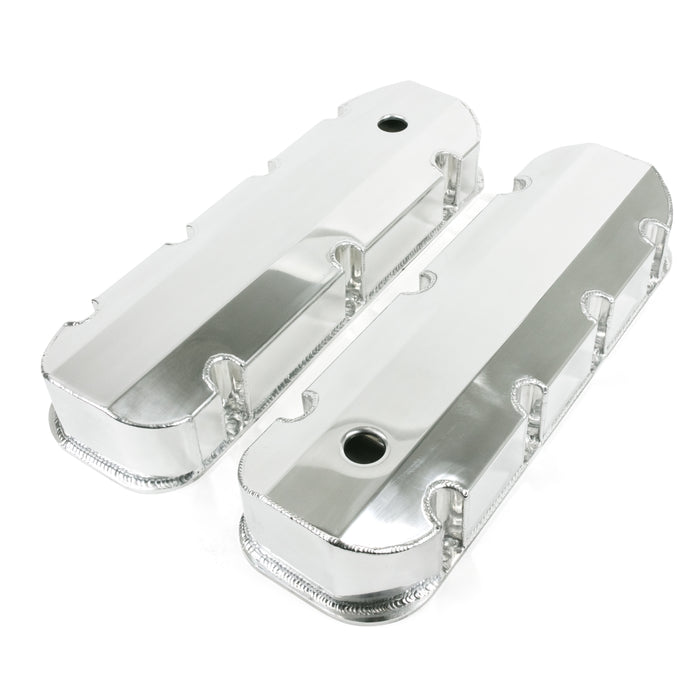 Top Street Performance JM8092-8P Valve Covers; Fab. Alum.; Short Bolt with Holes BBC; Polished - Truck Part Superstore