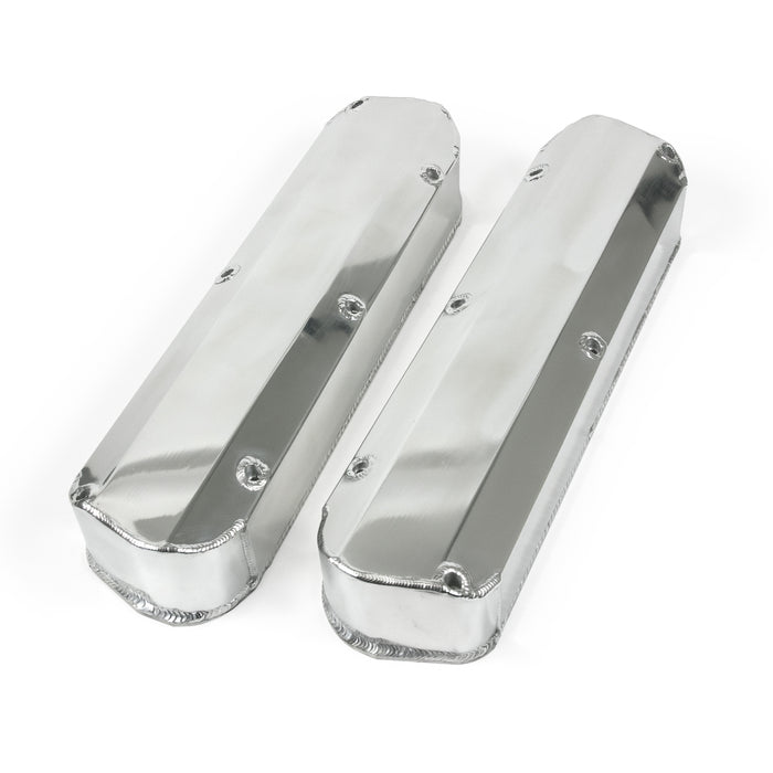 Top Street Performance JM8093-2P Valve Covers; Fab. Alum.; Long Bolt wthout Holes SBF; Polished - Truck Part Superstore