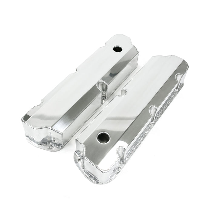 Top Street Performance JM8093-8P Valve Covers; Fab. Alum.; Short Bolt with Holes SBF; Polished - Truck Part Superstore