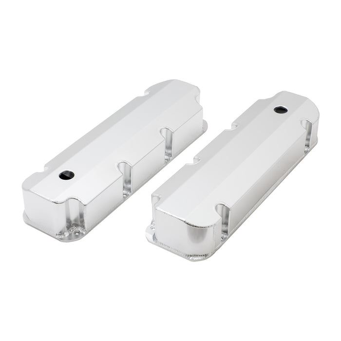 Top Street Performance JM8094-8CA Valve Covers; Fab. Alum.; Short Bolt with Holes BBF; Clear Anodized - Truck Part Superstore