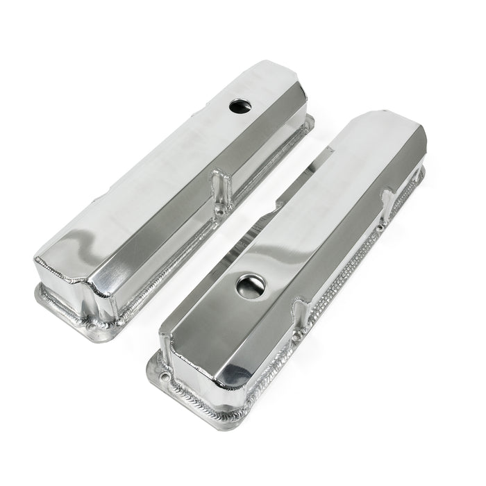 Top Street Performance JM8098-8P Valve Covers; Fab. Alum.; Short Bolt with Holes Ford FE; Polished - Truck Part Superstore