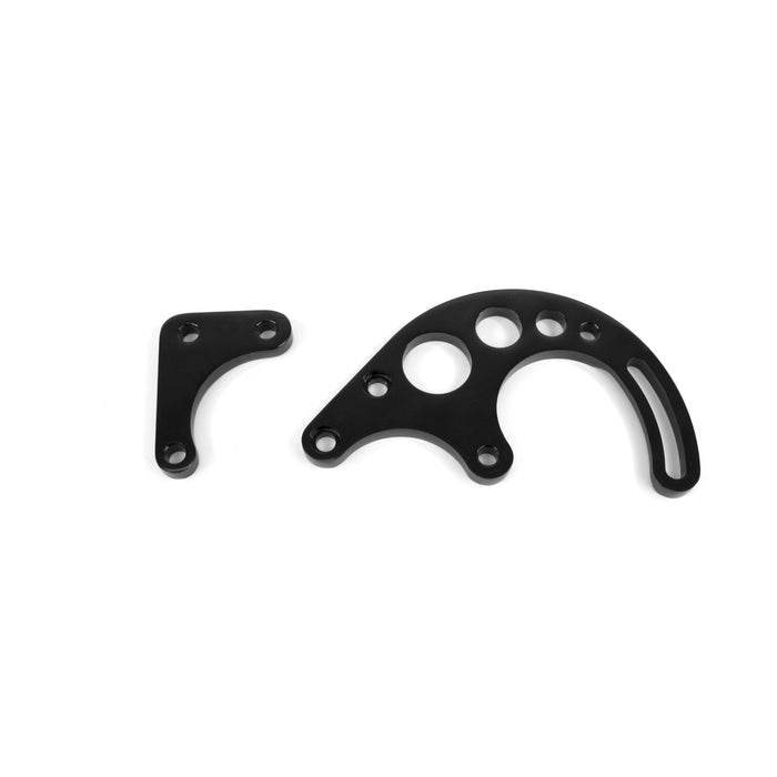 Top Street Performance JM9105-1BK Power Steering Saginaw Bracket; Aluminum SBC LWP 2-Piece; Black - Truck Part Superstore
