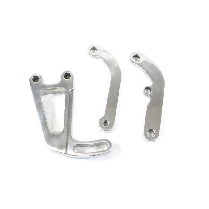 Top Street Performance JM9105P Power Steering Saginaw Bracket; Aluminum SBC Long Water Pump; Polished - Truck Part Superstore