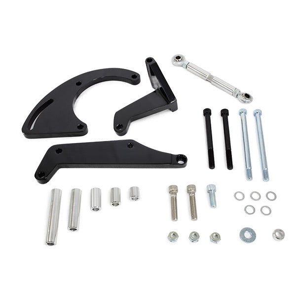 Top Street Performance JM9106BK A/C Compressor Sanden 508 Bracket; Aluminum SBC Long Water Pump; Black - Truck Part Superstore