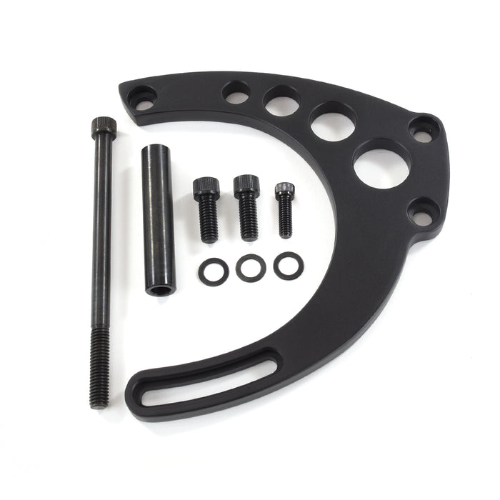 Top Street Performance JM9133BK Alternator 10SI Bracket; Aluminum BBC Mid-mount Long Water Pump; Black - Truck Part Superstore
