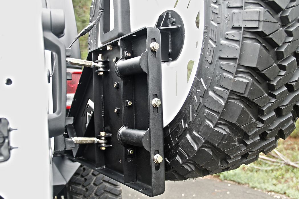 Fab Fours JP-Y1261T-1 Off The Door Tire Carrier; 2 Stage Black Powder Coated; Needs Base Bumper; - Truck Part Superstore