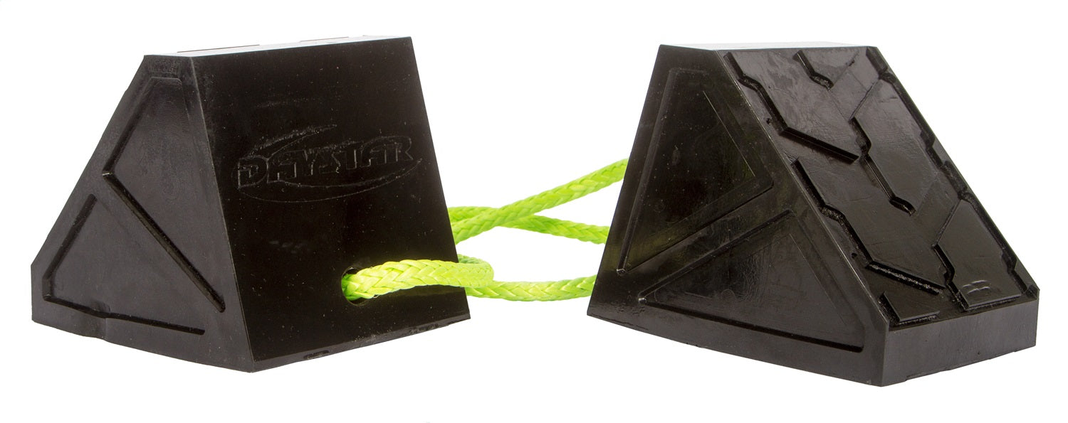 Daystar KU30010BK Dual Wheel Chock With 3 Foot Plasma Rope Tether Daystar - Truck Part Superstore