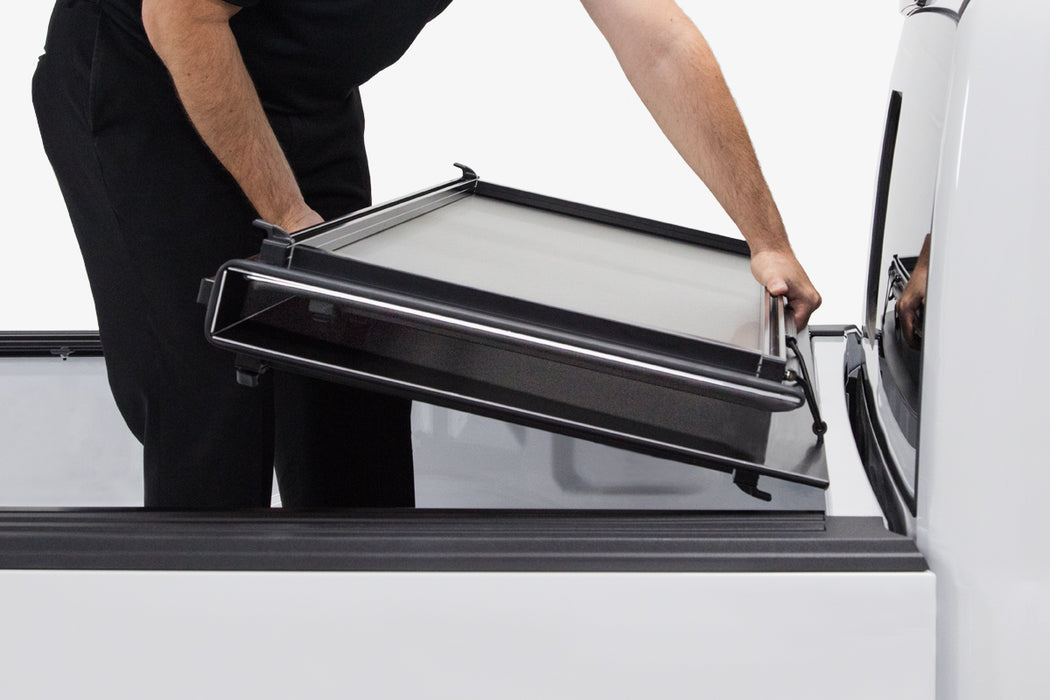 LOMAX B1050039 LOMAX FOLDING HARD COVER Tonneau Cover for 07-21 Toyota Tundra 5' 6" Box (Black) - Truck Part Superstore