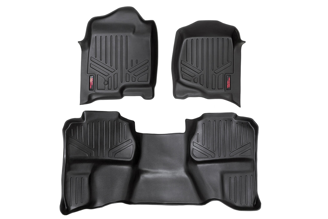 Rough Country M-20712 Heavy Duty Floor Mats Front/Rear-07-13 Silverado/Sierra 07-14 HD Ext. Cab Bucket Seats Rough Country - Truck Part Superstore