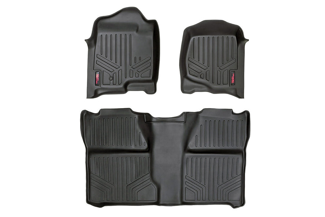 Rough Country M-20713 Heavy Duty Floor Mats Front/Rear-07-13 Silverado/Sierra 07-14 HD Crew Cab Bucket Seats Rough Country - Truck Part Superstore