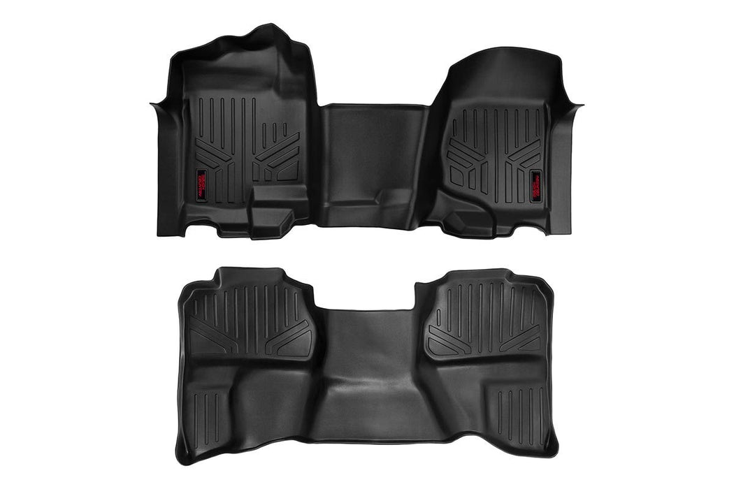 Rough Country M-21072 Heavy Duty Floor Mats Front/Rear-07-13 Silverado/Sierra 07-14 HD Ext. Cab Bench Seat Rough Country - Truck Part Superstore