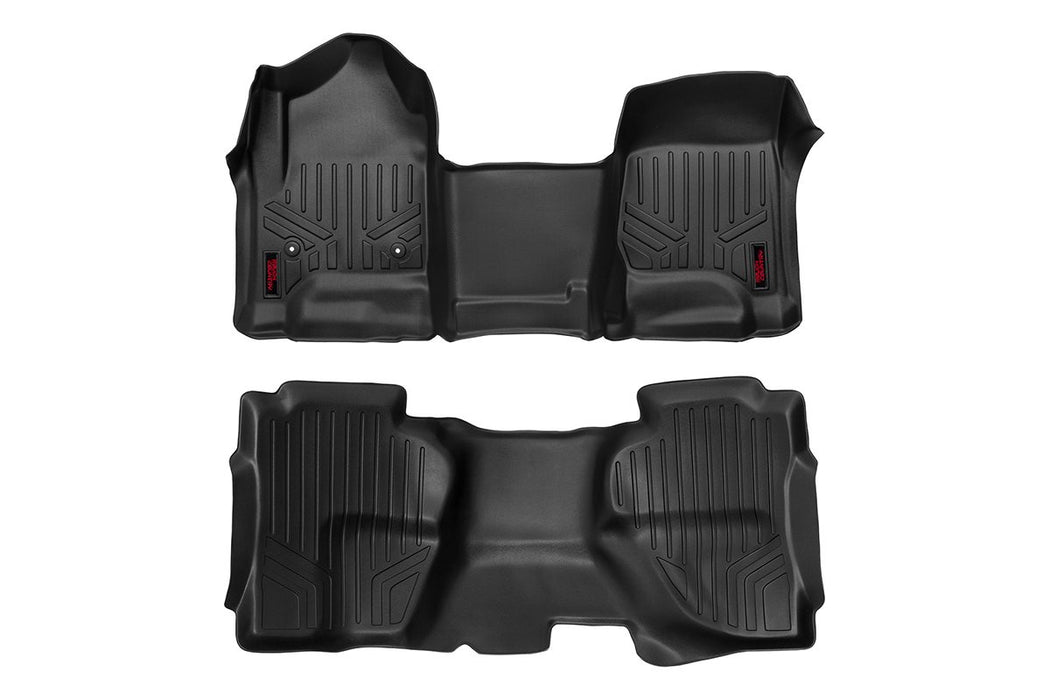 Rough Country M-21142 Heavy Duty Floor Mats Front/Rear W/Center 14-19 Silverado/Sierra 1500/2500 HD/3500 HD Double Cab Rough Country - Truck Part Superstore
