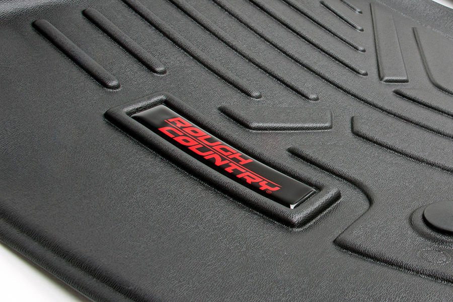 Rough Country M-21142 Heavy Duty Floor Mats Front/Rear W/Center 14-19 Silverado/Sierra 1500/2500 HD/3500 HD Double Cab Rough Country - Truck Part Superstore