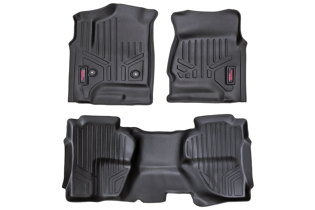 Rough Country M-21412 Heavy Duty Floor Mats Front/Rear-14-19 Silverado/Sierra 1500/2500 HD/3500 HD Double Cab Rough Country - Truck Part Superstore