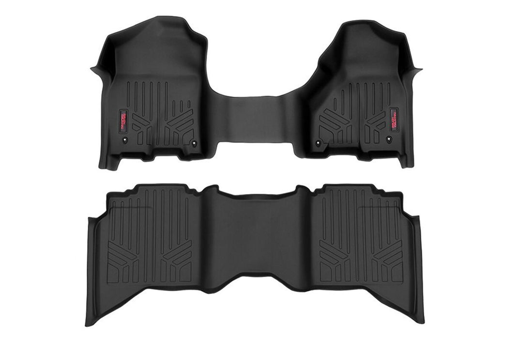 Rough Country M-31313 Heavy Duty Floor Mats Front/Rear-12-18 Dodge RAM 1500 Crew/Mega Cab Half Console Rough Country - Truck Part Superstore