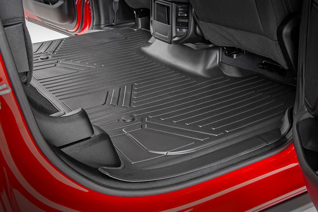 Rough Country M-31422 Heavy Duty Floor Mats Front/Rear-19-20 RAM 1500 Crew Cab Full Console w/Rear Under Seat Storage Rough Country - Truck Part Superstore