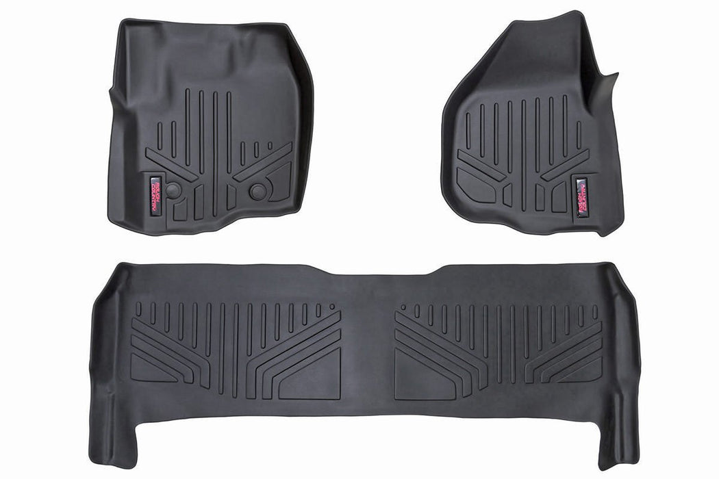 Rough Country M-51213 Heavy Duty Floor Mats Front/Rear-12-16 Ford Super Duty Crew Cab Raised Pedal Rough Country - Truck Part Superstore
