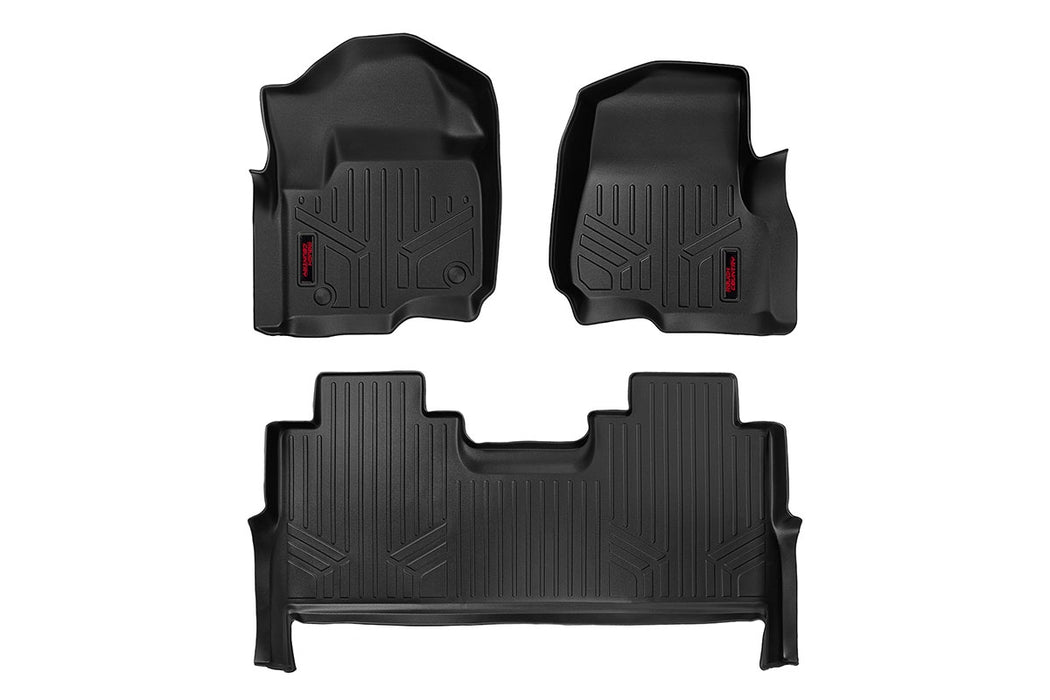 Rough Country M-51712 Heavy Duty Floor Mats Front/Rear-17-20 Ford Super Duty Crew Cab Bucket Seats Rough Country - Truck Part Superstore