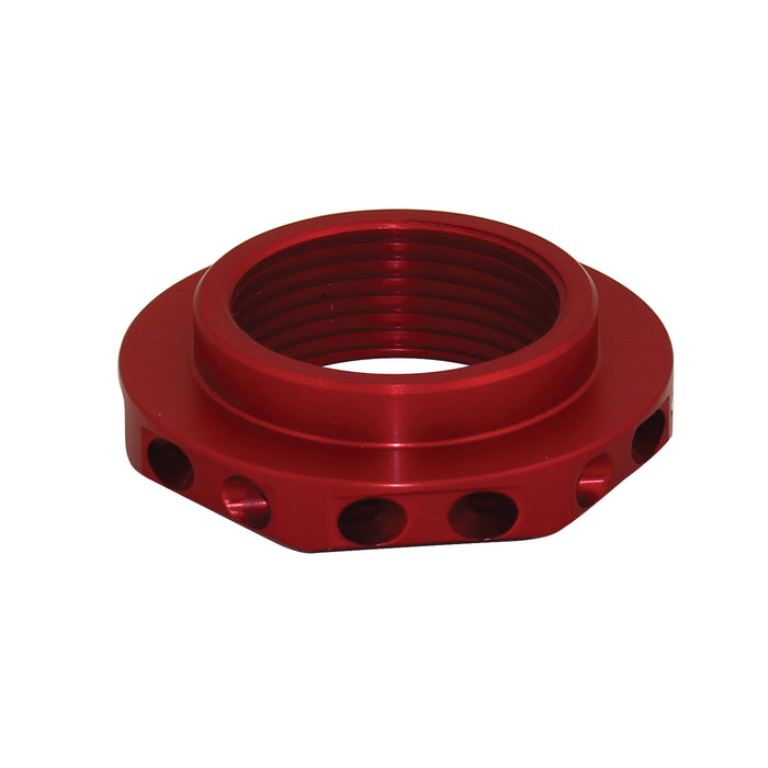 QA1 9019-171 Nut, MOD Spring Seat W/ Set Screw, 2.5", 2.08" X 8TPI, Red Anodized - Truck Part Superstore