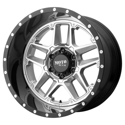 Moto Metal MO98721285444N MO987 20X12 5X5.5 G-SLV G-BLK LP -44MM - Truck Part Superstore