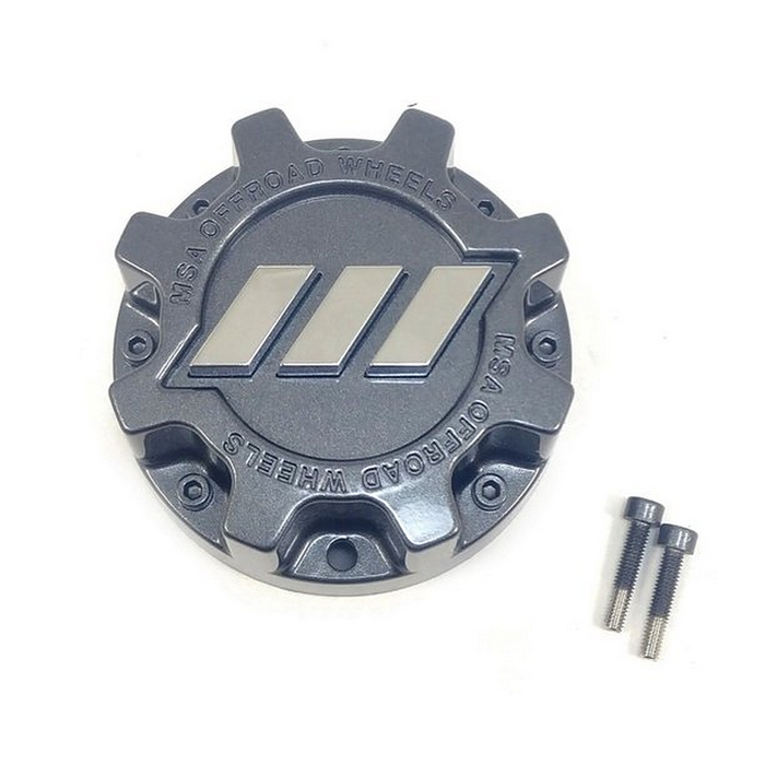 MSA Offroad Wheels MSA-BAR-CAP M28 BAR LOGO CAP DARK SILVER - Truck Part Superstore