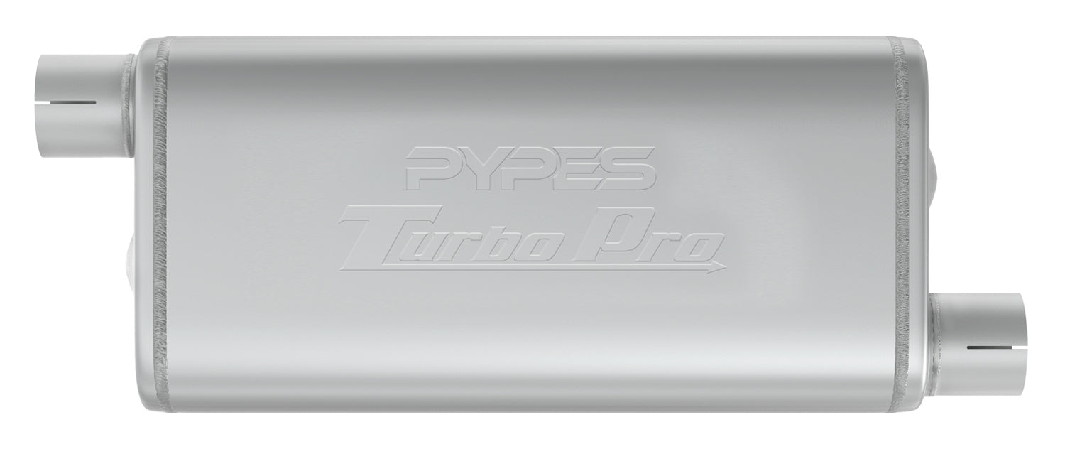 Pypes Performance Exhaust MVT30 Turbo Pro Muffler 18 Inch Body 2.5 Inch Offset Inlet/Offset Outlet 409 Stainless MVT30 - Truck Part Superstore