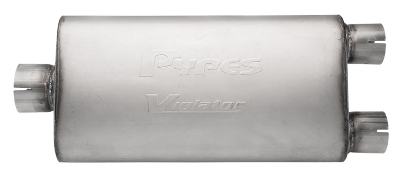 Pypes Performance Exhaust MVV70 Violator Series Muffler 3 in Center Inlet/2.5 in Dual Outlet 18 in L Hardware Not Incl Natural 409 Stainless Steel Pypes Exhaust - Truck Part Superstore