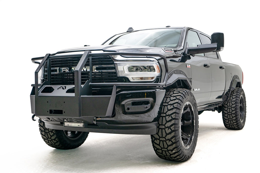 Fab Fours DR19-N4470-1 Winch Mount; Full Grill Guard; 2 Stage Matte Black Powder Coated; - Truck Part Superstore