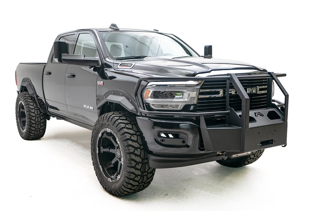 Fab Fours DR19-N4470-1 Winch Mount; Full Grill Guard; 2 Stage Matte Black Powder Coated; - Truck Part Superstore