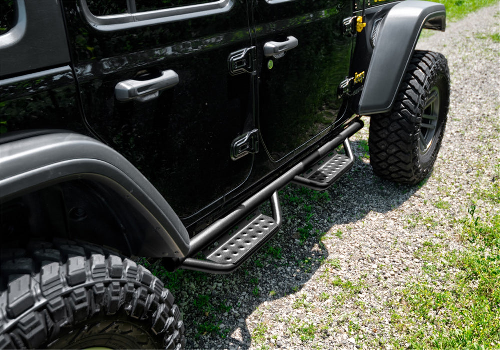N-Fab 507416412 Nerf Step RS-Full Len (2 Stps)-07-18 Wrangler JK 4Dr-TX Blk - Truck Part Superstore