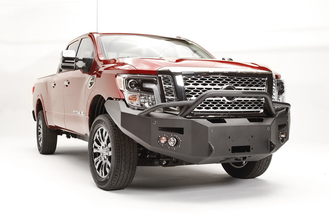 Fab Fours NT16-F3752-1 Premium Winch Front Bumper; 2 Stage Black Powder Coated; w/Pre-Runner Guard; - Truck Part Superstore