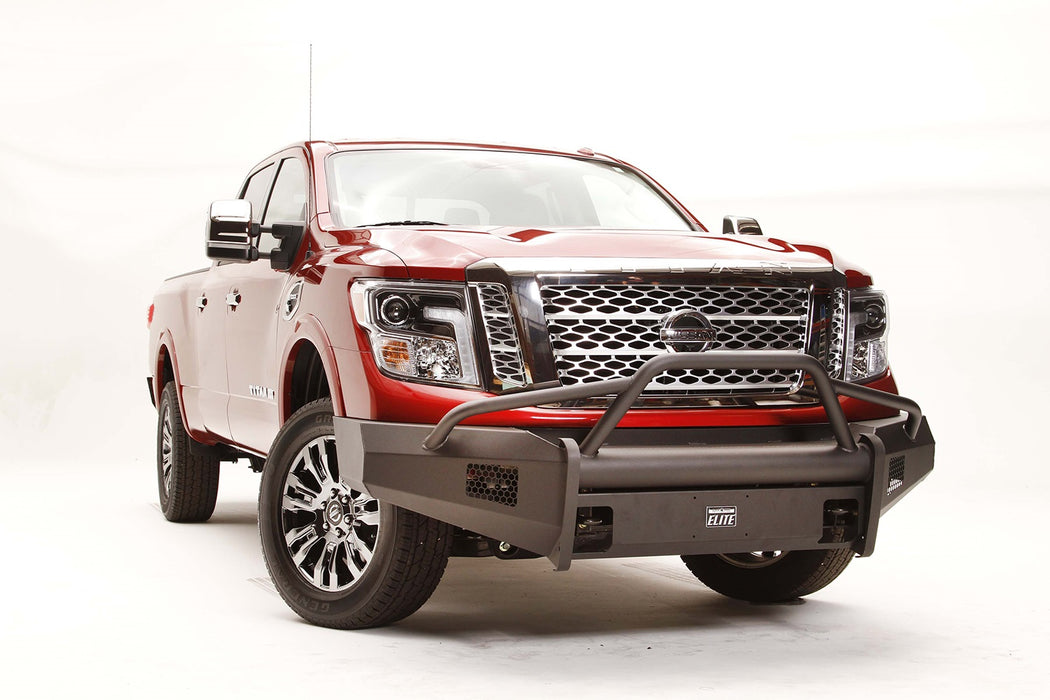 Fab Fours NT16-R3762-1 Elite Front Bumper; 2 Stage Black Powder Coated; w/Pre-Runner Guard; w/Tow Hook; - Truck Part Superstore