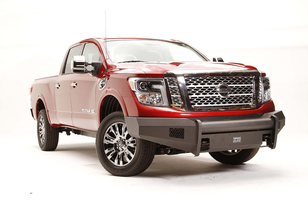 Fab Fours NT16-R3762-1 Elite Front Bumper; 2 Stage Black Powder Coated; w/Pre-Runner Guard; w/Tow Hook; - Truck Part Superstore