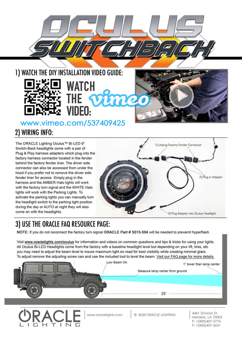 Oracle Lighting 5839-023 Oculus Switchback Bi-LED Projector Headlights for Jeep JL / Gladiator JT - Truck Part Superstore