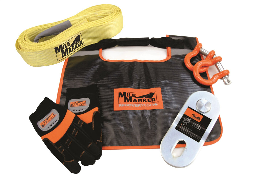 Mile Marker 19-00100 Winch Accessories Kit Includes15 Foot Recovery Strap Gloves Shackles Snatch Block Mile Marker - Truck Part Superstore