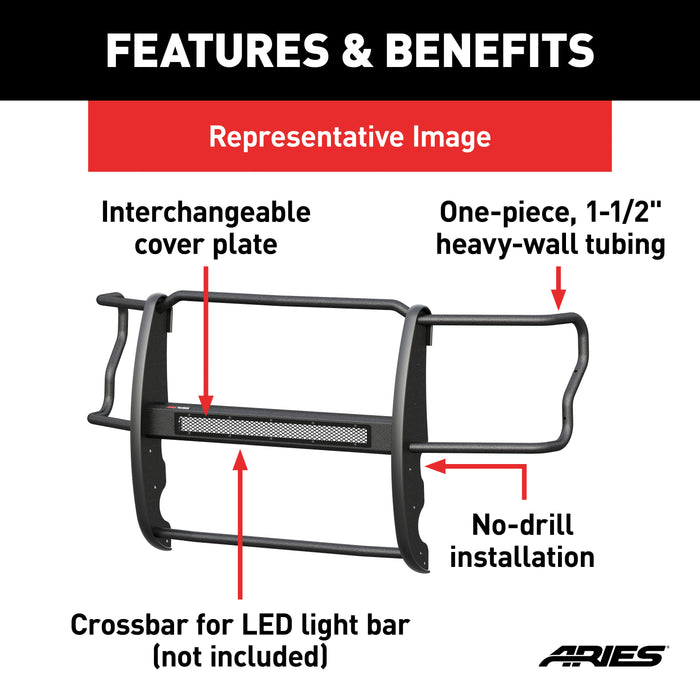 ARIES P1053 Pro Series Black Steel Grille Guard; Select Jeep Wrangler JL; Gladiator - Truck Part Superstore