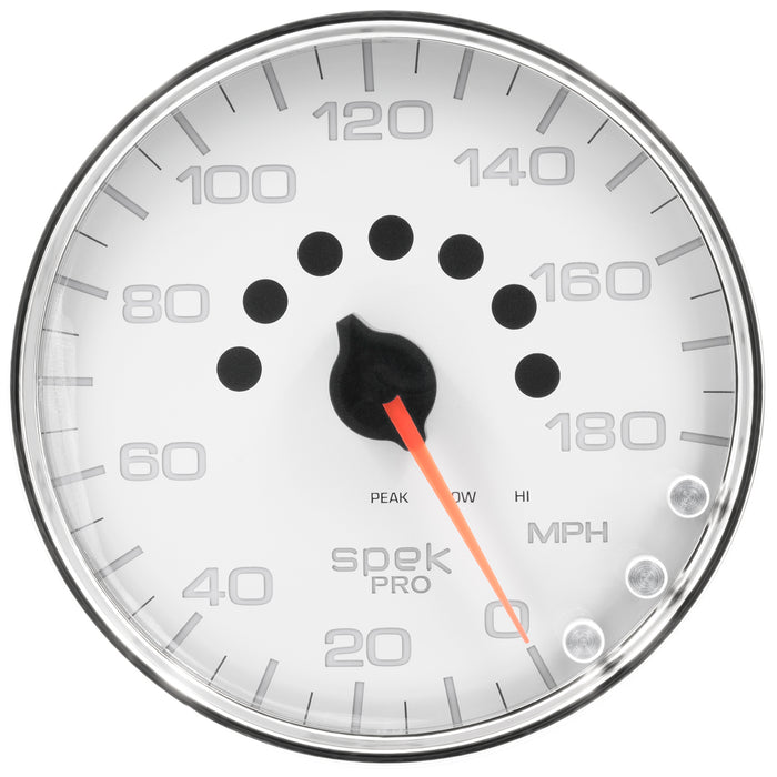 AutoMeter P23011 GAUGE; SPEEDOMETER; 5in.; 180 MPH; ELEC. PROGRAMMABLE; WHITE/CHROME; SPEK-PRO - Truck Part Superstore