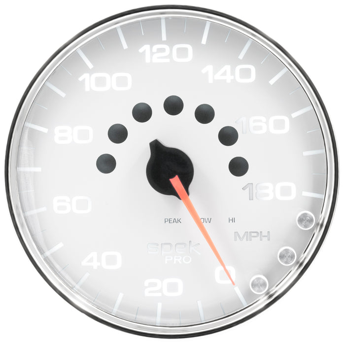AutoMeter P23011 GAUGE; SPEEDOMETER; 5in.; 180 MPH; ELEC. PROGRAMMABLE; WHITE/CHROME; SPEK-PRO - Truck Part Superstore