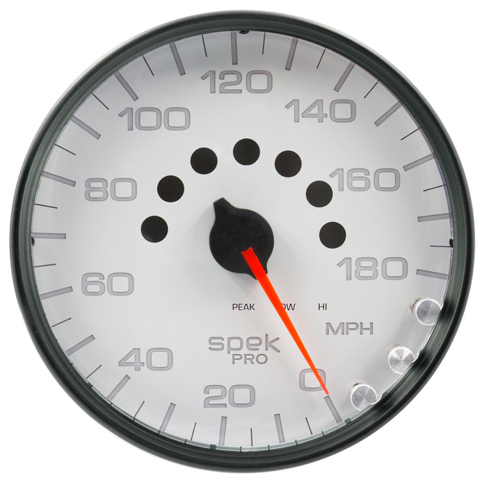 AutoMeter P23012 GAUGE; SPEEDOMETER; 5in.; 180 MPH; ELEC. PROGRAMMABLE; WHITE/BLACK; SPEK-PRO - Truck Part Superstore