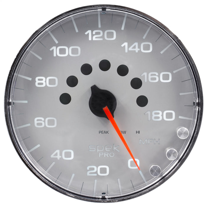 AutoMeter P230218 GAUGE; SPEEDOMETER; 5in.; 180 MPH; ELEC. PROGRAMMABLE; SILVER/CHROME; SPEK-PRO - Truck Part Superstore