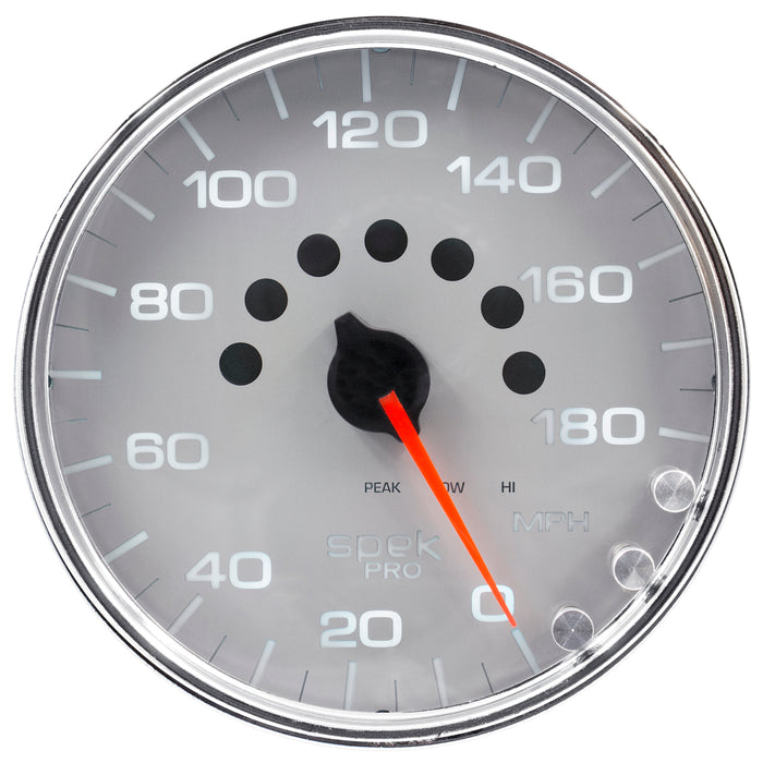 AutoMeter P23021 GAUGE; SPEEDOMETER; 5in.; 180 MPH; ELEC. PROGRAMMABLE; SILVER/CHROME; SPEK-PRO - Truck Part Superstore